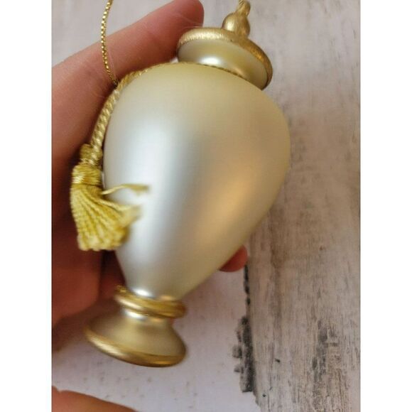 Floral vase hand-painted blown glass ornament Xmas decor - Picture 5 of 7